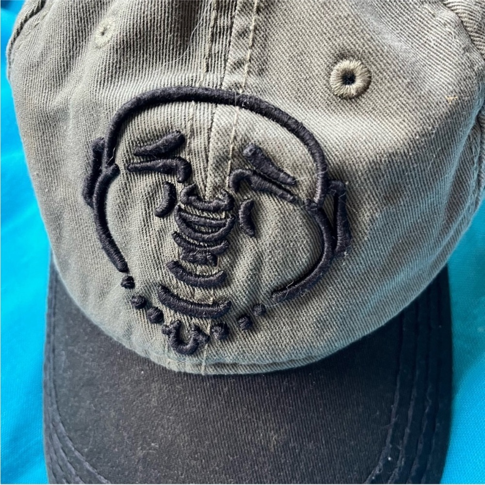 Vintage y2k true religion like new Happy Buddha hat Olive Green black